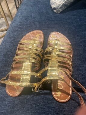 Women’s Strappy Metallic Gold Gladiator Sandals by Sam Edelman